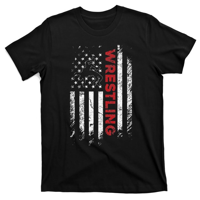 Vintage American Flag Wrestling Patriotic Wrestler Gift  T-Shirt