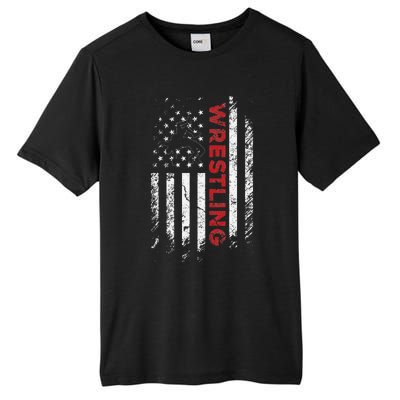 Vintage American Flag Wrestling Patriotic Wrestler Gift  Tall Fusion ChromaSoft Performance T-Shirt