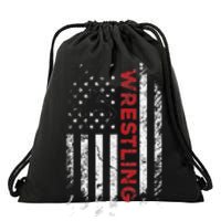 Vintage American Flag Wrestling Patriotic Wrestler Gift  Drawstring Bag