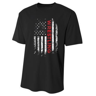 Vintage American Flag Wrestling Patriotic Wrestler Gift  Performance Sprint T-Shirt