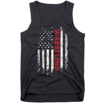 Vintage American Flag Wrestling Patriotic Wrestler Gift  Tank Top