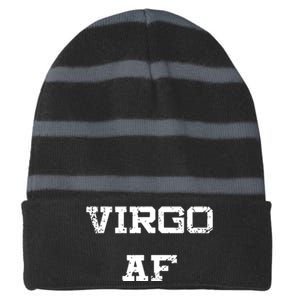 Virgo AF Funny Zodiac Sign Birthday Gift Striped Beanie with Solid Band