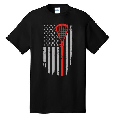 Vintage American Flag Lacrosse, Boy USA Tall T-Shirt