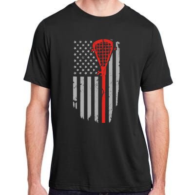 Vintage American Flag Lacrosse, Boy USA Adult ChromaSoft Performance T-Shirt