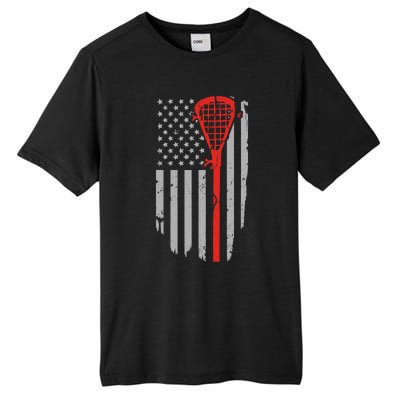 Vintage American Flag Lacrosse, Boy USA Tall Fusion ChromaSoft Performance T-Shirt