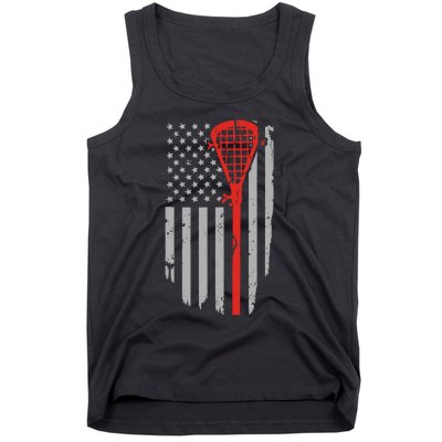 Vintage American Flag Lacrosse, Boy USA Tank Top