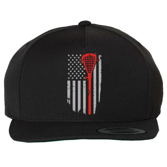 Vintage American Flag Lacrosse, Boy USA Wool Snapback Cap