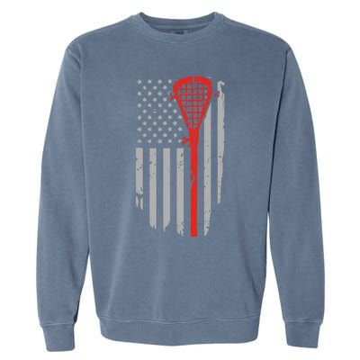 Vintage American Flag Lacrosse, Boy USA Garment-Dyed Sweatshirt