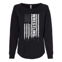 Vintage American Flag Wrestling Funny  Wrestler   Womens California Wash Sweatshirt