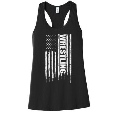 Vintage American Flag Wrestling Funny  Wrestler   Women's Racerback Tank