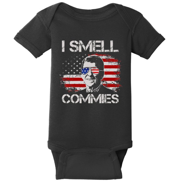 Vintage American Flag Funny Political I Smell Commies Baby Bodysuit