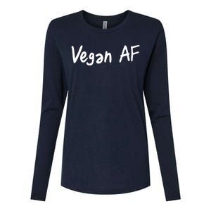 Vegan AF Funny Veganism Play Based Rebel Humor Tee Womens Cotton Relaxed Long Sleeve T-Shirt