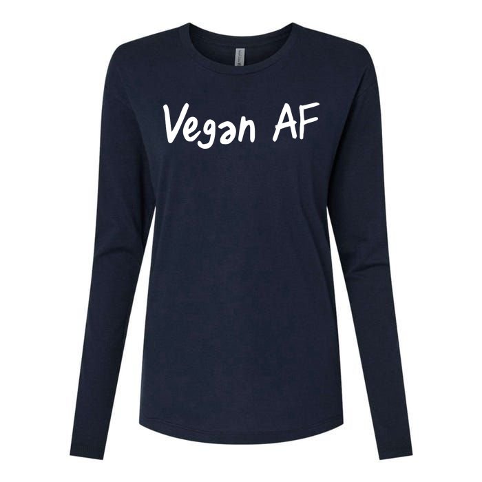 Vegan AF Funny Veganism Play Based Rebel Humor Tee Womens Cotton Relaxed Long Sleeve T-Shirt