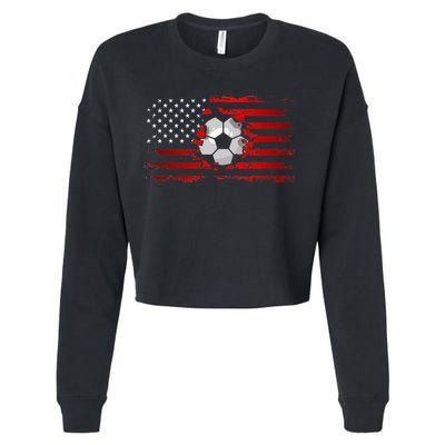 vintage American Flag Soccer Apparel Soccer Cropped Pullover Crew