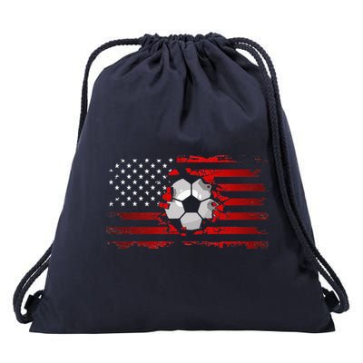 vintage American Flag Soccer Apparel Soccer Drawstring Bag