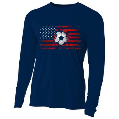 vintage American Flag Soccer Apparel Soccer Cooling Performance Long Sleeve Crew