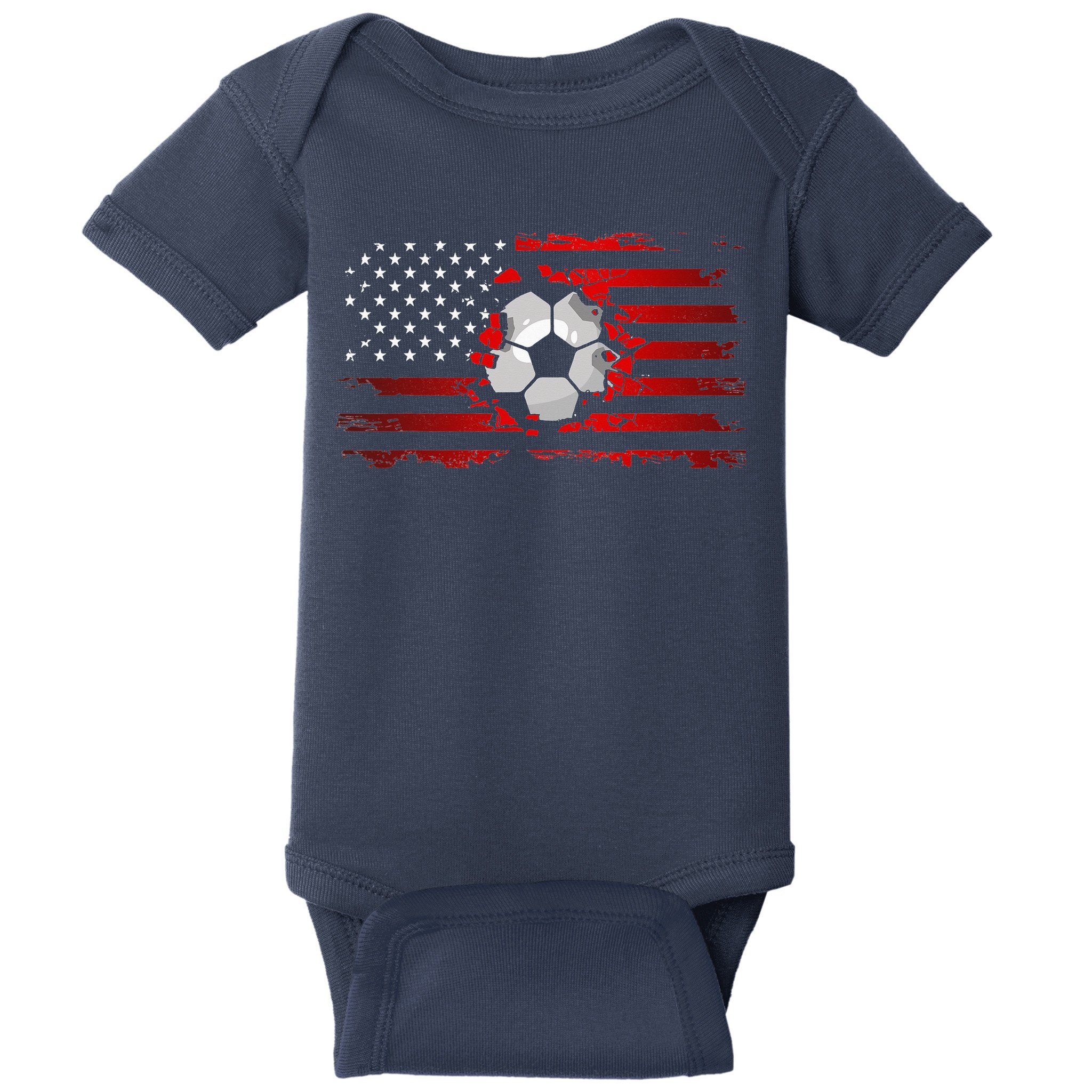 vintage American Flag Soccer Apparel Soccer Baby Bodysuit