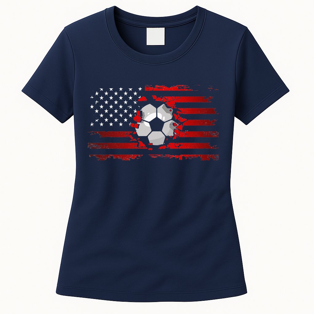 vintage American Flag Soccer Apparel Soccer Womens T-Shirt