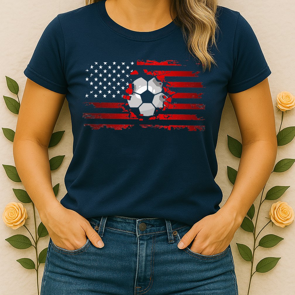 vintage American Flag Soccer Apparel Soccer Womens T-Shirt