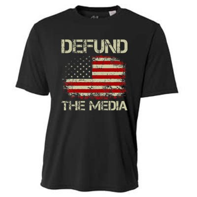 Vintage American Flag Defund The Media Cooling Performance Crew T-Shirt