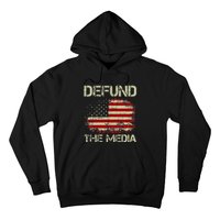 Vintage American Flag Defund The Media Hoodie