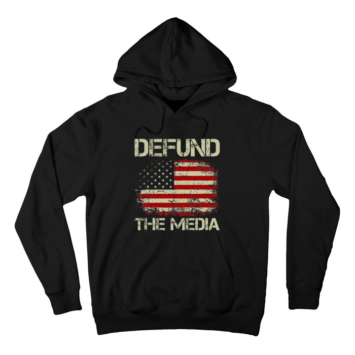 Vintage American Flag Defund The Media Hoodie