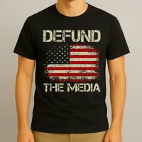 Vintage American Flag Defund The Media T-Shirt