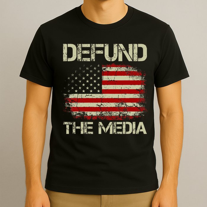 Vintage American Flag Defund The Media T-Shirt