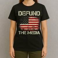 Vintage American Flag Defund The Media T-Shirt