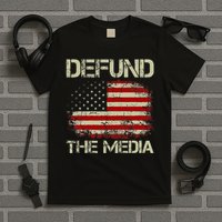 Vintage American Flag Defund The Media T-Shirt