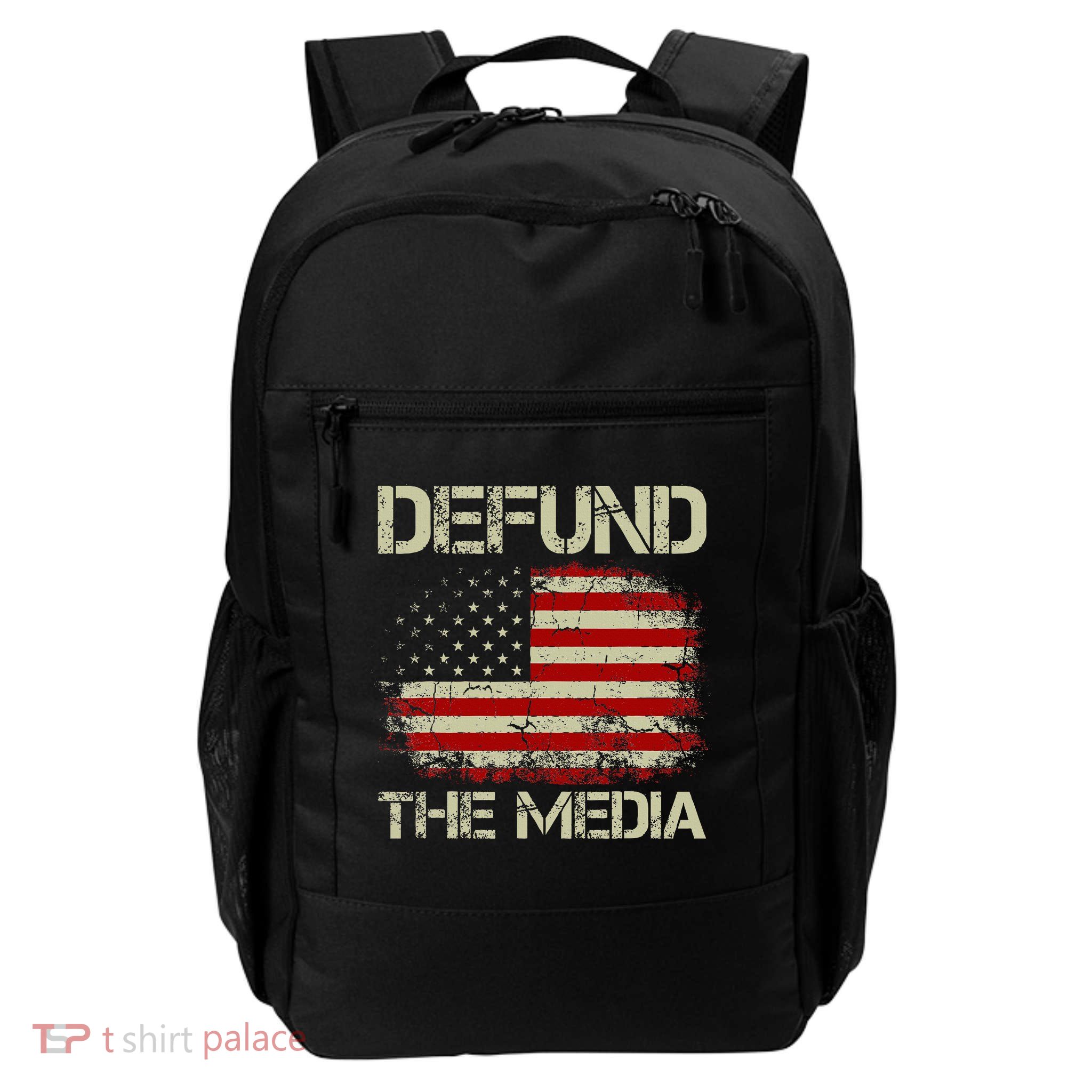 Vintage American Flag Defund The Media Backpack