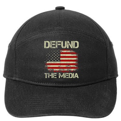 Vintage American Flag Defund The Media 7-Panel Snapback Hat