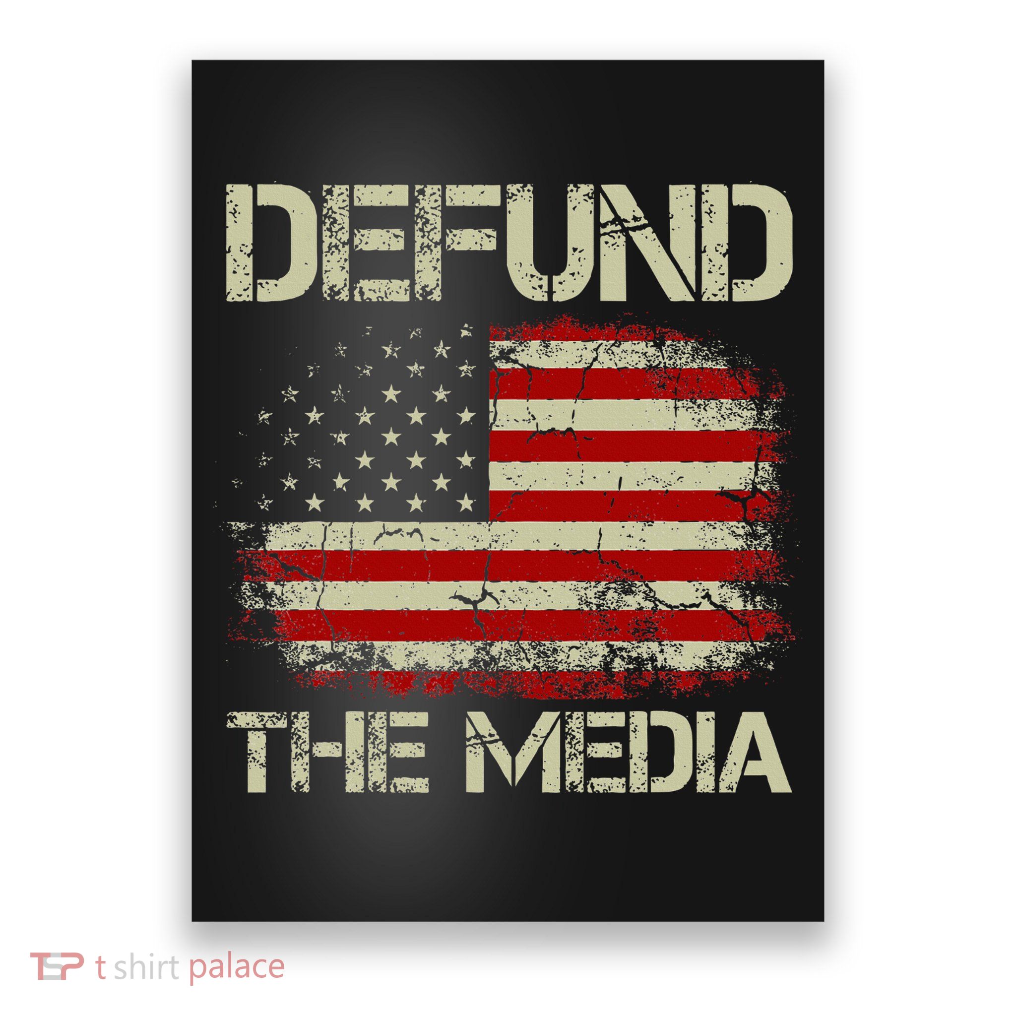 Vintage American Flag Defund The Media Poster