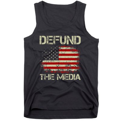 Vintage American Flag Defund The Media Tank Top