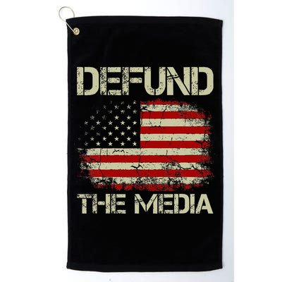 Vintage American Flag Defund The Media Golf Towel