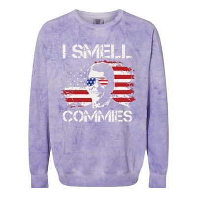 Vintage American Flag Funny Political I Smell Commies Colorblast Crewneck Sweatshirt