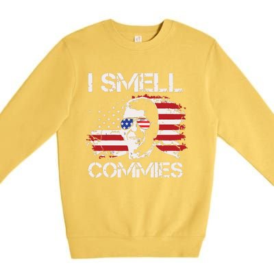 Vintage American Flag Funny Political I Smell Commies Premium Crewneck Sweatshirt