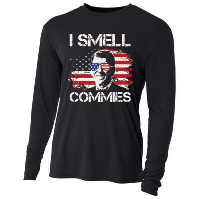 Vintage American Flag Funny Political I Smell Commies Cooling Performance Long Sleeve Crew