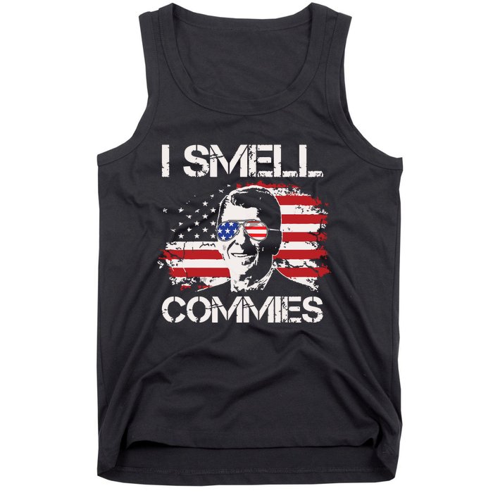 Vintage American Flag Funny Political I Smell Commies Tank Top