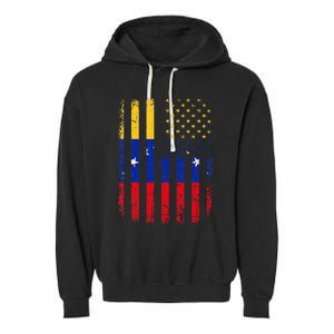 Venezuelan American Flag Venezuelan Roots Venezuela America Garment-Dyed Fleece Hoodie