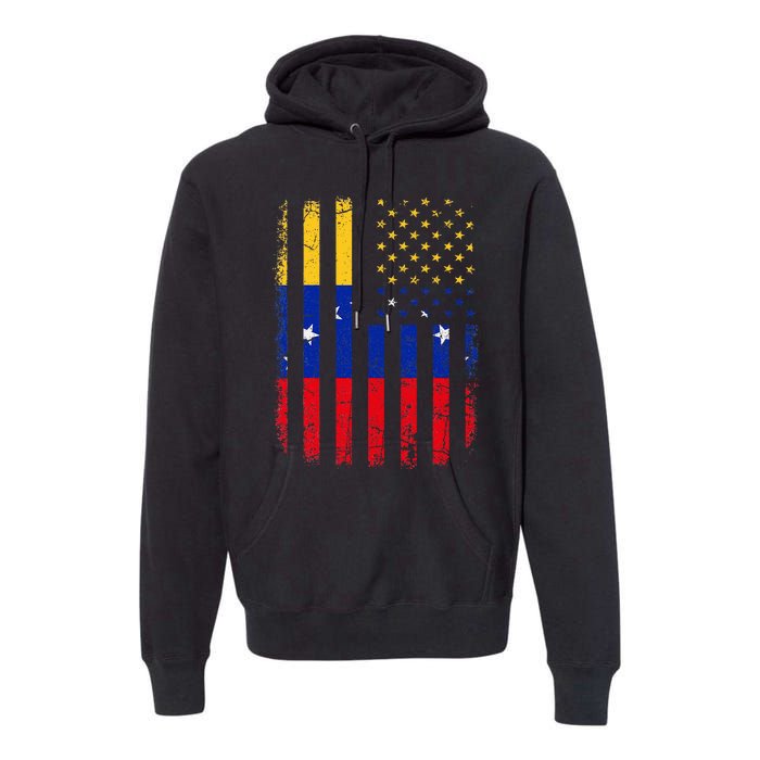 Venezuelan American Flag Venezuelan Roots Venezuela America Premium Hoodie