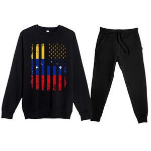 Venezuelan American Flag Venezuelan Roots Venezuela America Premium Crewneck Sweatsuit Set