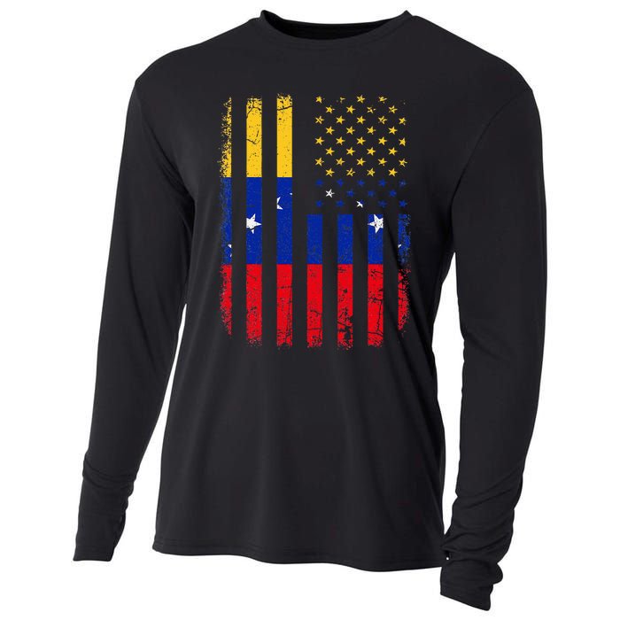 Venezuelan American Flag Venezuelan Roots Venezuela America Cooling Performance Long Sleeve Crew