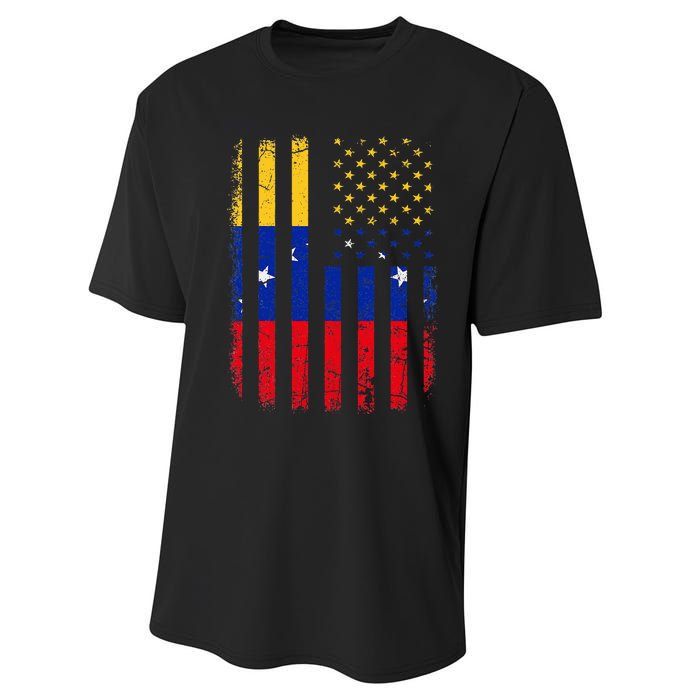 Venezuelan American Flag Venezuelan Roots Venezuela America Performance Sprint T-Shirt