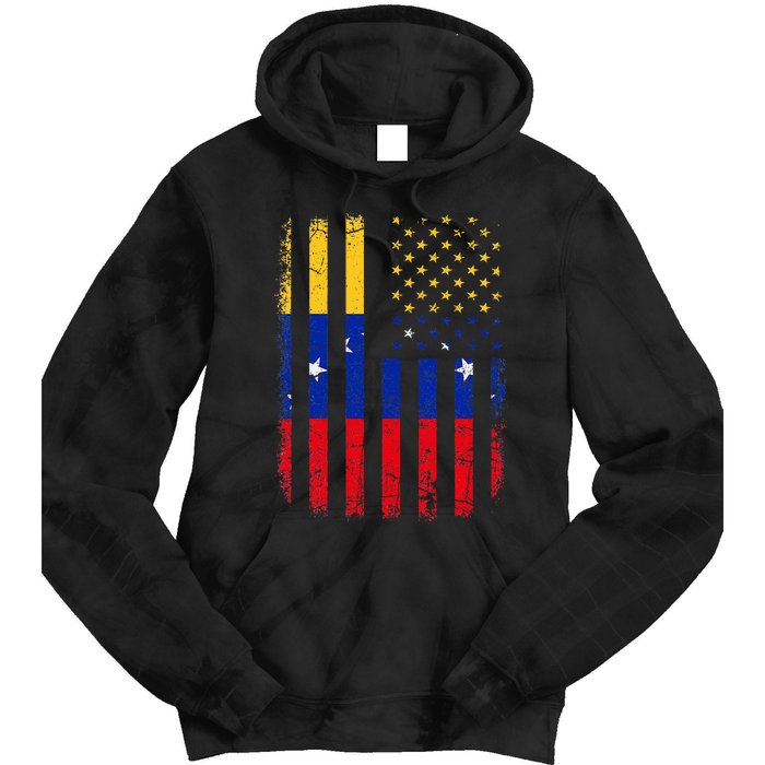 Venezuelan American Flag Venezuelan Roots Venezuela America Tie Dye Hoodie