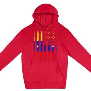 Venezuelan American Flag Venezuelan Roots Venezuela America Premium Pullover Hoodie