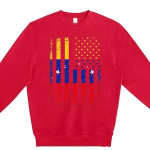 Venezuelan American Flag Venezuelan Roots Venezuela America Premium Crewneck Sweatshirt