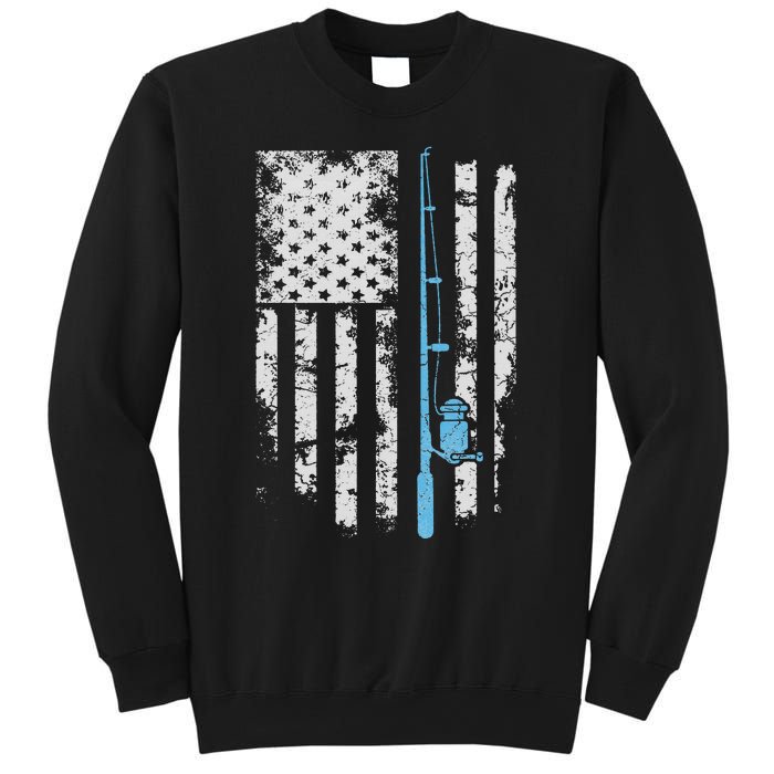 Vintage American Flag Fishing Rod For Fishing lover Sweatshirt