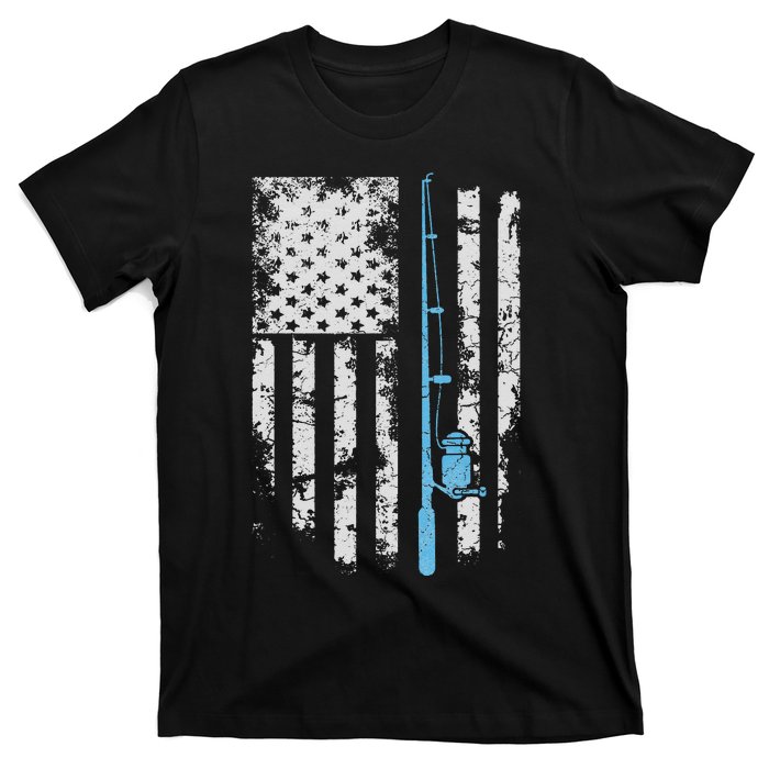 Vintage American Flag Fishing Rod For Fishing lover T-Shirt