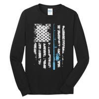 Vintage American Flag Fishing Rod For Fishing lover Tall Long Sleeve T-Shirt